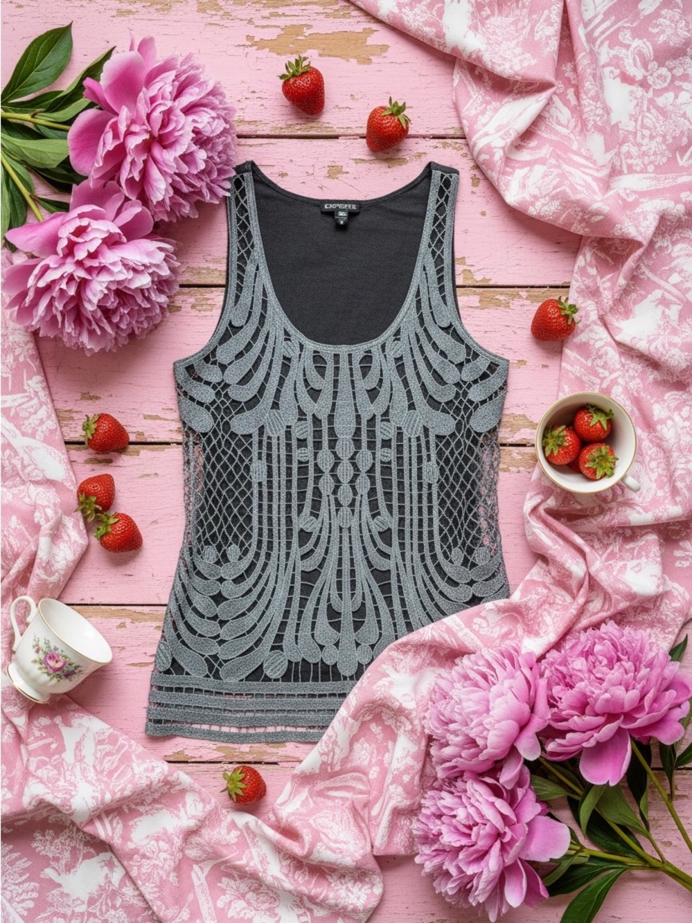 Express silver lace tank